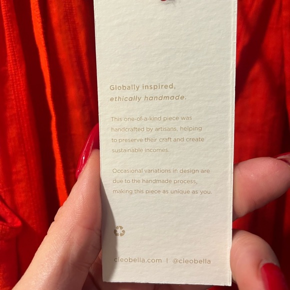 NWT CLEOBELLA Simone Ankle Dress certified ORGANIC Donny red orange layered ties - Picture 9 of 14